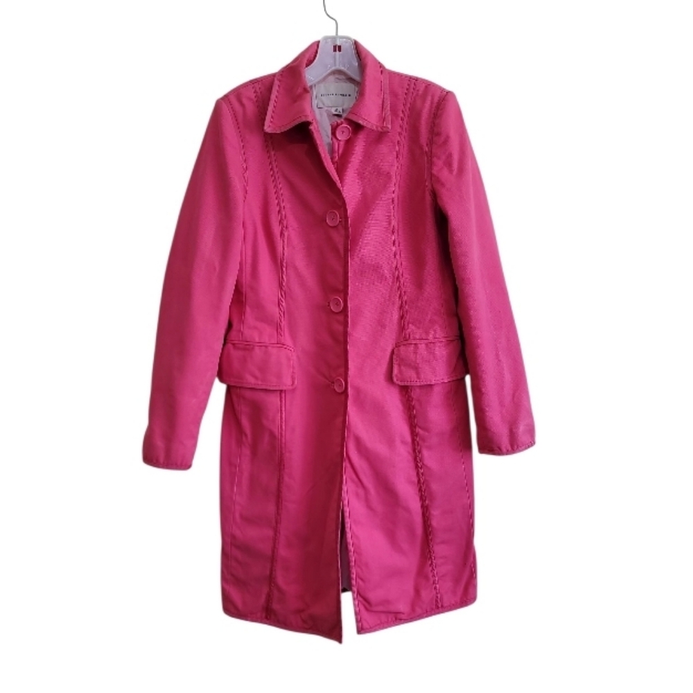 Banana Republic Vintage Women Vibrant Pink Trench Coat Size Medium